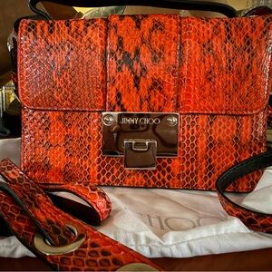 Jimmy Choo Orange Python Crossbody Bag